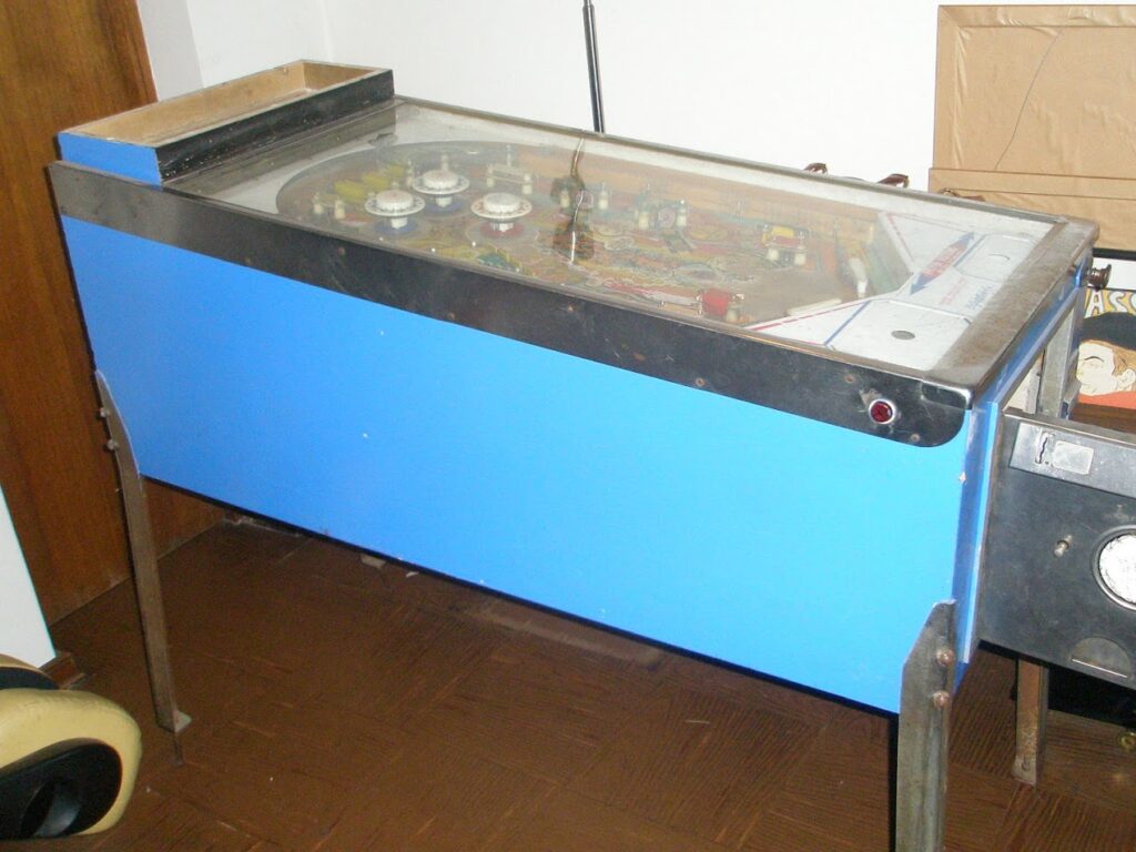 Gottlieb Centigrade 37 painted blue in a garage